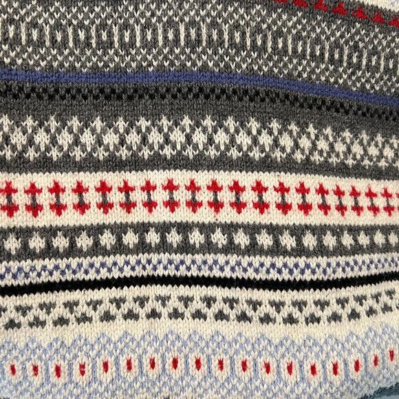 Tommy Hilfiger Fair Isle Wide Neck Hip Length Cap Sleeve Sweater Size M Gray Red - Picture 11 of 11